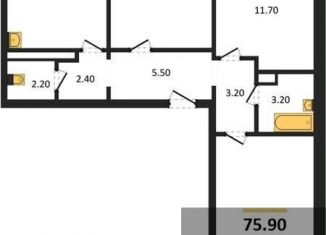 Продажа трехкомнатной квартиры, 75.9 м2, Воронеж, Левобережный район, улица Шидловского, 22