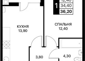 Продается 1-комнатная квартира, 36.2 м2, Ростов-на-Дону