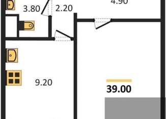 1-комнатная квартира на продажу, 39 м2, Воронеж