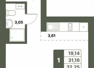 Продам 1-комнатную квартиру, 32.3 м2, Республика Башкортостан