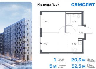 1-ком. квартира на продажу, 32.5 м2, Мытищи, жилой комплекс Мытищи Парк, к6