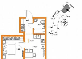 Продам 1-ком. квартиру, 30.9 м2, Новосибирск, Заельцовский район