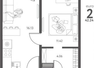 Продается 1-комнатная квартира, 42.2 м2, Липецкая область, улица Перова, 2Д