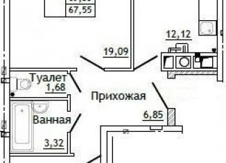 Продажа двухкомнатной квартиры, 67.6 м2, Смоленск, улица Крупской, 54Б, Промышленный район