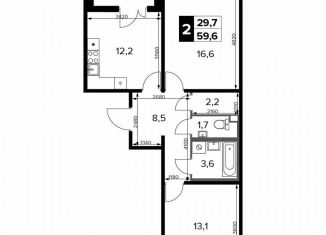 Продам двухкомнатную квартиру, 59.6 м2, Москва, Ленинградское шоссе, 228к5, Молжаниновский район