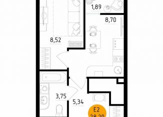 Продаю 1-ком. квартиру, 28.2 м2, Рязань