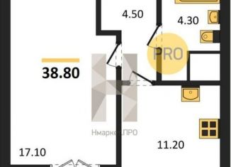 1-комнатная квартира на продажу, 38.8 м2, Воронеж, улица Станкевича, 45