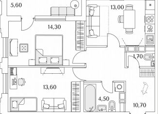 Продажа двухкомнатной квартиры, 41.2 м2, Санкт-Петербург, метро Комендантский проспект, Глухарская улица, 8