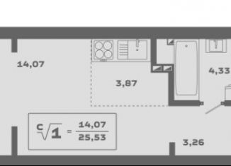 Продам квартиру студию, 25.4 м2, Новосибирск, метро Заельцовская, Красногорская улица