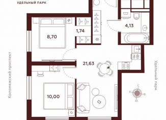 Продажа 2-комнатной квартиры, 46.2 м2, Санкт-Петербург, метро Пионерская