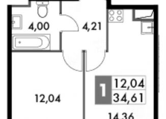 Продам 1-ком. квартиру, 34.6 м2, Москва, улица Татьянин Парк, 16к2, ЗАО