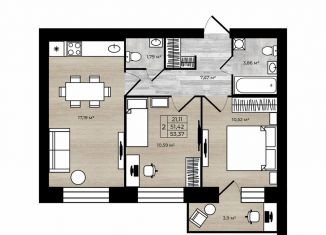 Продается 2-ком. квартира, 55.3 м2, Ярославль