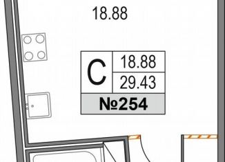 Квартира на продажу студия, 29.4 м2, Санкт-Петербург, Коломяжский проспект, 13к2, метро Чёрная речка