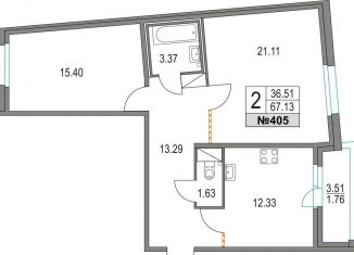 Продаю 2-комнатную квартиру, 67.1 м2, Санкт-Петербург, Коломяжский проспект, 13к3, муниципальный округ Комендантский Аэродром