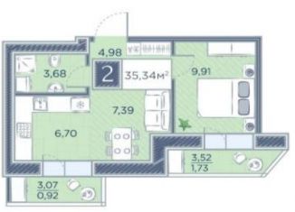 Продаю 2-ком. квартиру, 35.3 м2, Красноярск, улица Петра Подзолкова, 12, Советский район