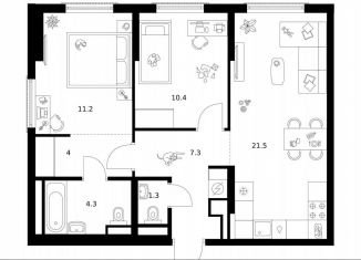 Продается двухкомнатная квартира, 60 м2, Москва, жилой комплекс Москворечье, 1.3, район Москворечье-Сабурово