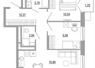 2-комнатная квартира на продажу, 54.8 м2, Астрахань