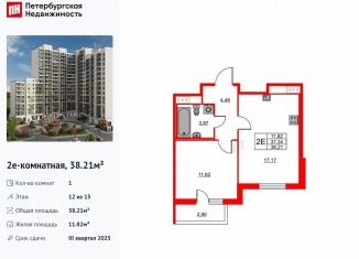 Продам 1-комнатную квартиру, 38.2 м2, Бугры