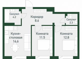 Продаю двухкомнатную квартиру, 56.3 м2, Кременкульское сельское поселение