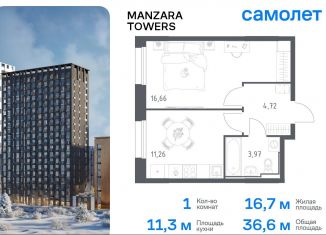 Однокомнатная квартира на продажу, 36.6 м2, Татарстан, улица Сибирский Тракт, 34к9