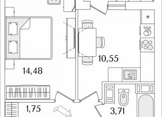 Продажа 1-ком. квартиры, 35.2 м2, Санкт-Петербург, Октябрьская набережная, 116, метро Ломоносовская