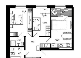 Продается 2-комнатная квартира, 58 м2, Пензенская область, улица Измайлова, 38к3