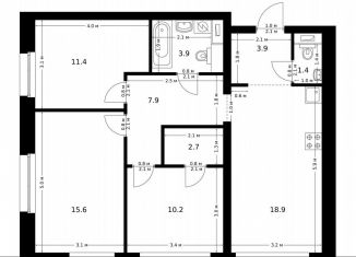 Трехкомнатная квартира на продажу, 75.9 м2, Москва, жилой комплекс Полар, 1.4, район Северное Медведково