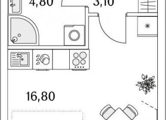 Продаю квартиру студию, 26.7 м2, Санкт-Петербург, Планерная улица, 99, муниципальный округ Юнтолово