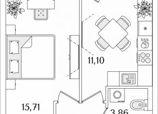 Продается однокомнатная квартира, 35.8 м2, Санкт-Петербург, Октябрьская набережная, 116, Невский район