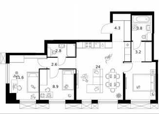 Продается трехкомнатная квартира, 71 м2, Москва, метро Шоссе Энтузиастов