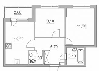 Продажа 2-ком. квартиры, 45.6 м2, Всеволожск, Взлётная улица, 14