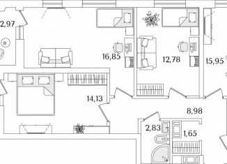 Продаю трехкомнатную квартиру, 80.6 м2, Санкт-Петербург, Октябрьская набережная, 116, муниципальный округ Народный