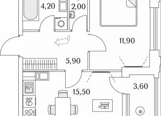 1-комнатная квартира на продажу, 41.3 м2, Санкт-Петербург, Планерная улица, 99, муниципальный округ Юнтолово