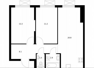 Продается 2-комнатная квартира, 56.6 м2, Московская область, жилой комплекс Восточное Бутово, 42