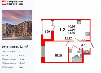 Продаю 1-ком. квартиру, 32.5 м2, Санкт-Петербург, Уральская улица, 25, муниципальный округ Остров Декабристов