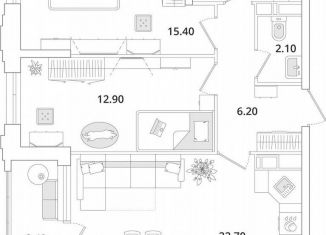 Продажа двухкомнатной квартиры, 66.6 м2, Санкт-Петербург, метро Комендантский проспект, Планерная улица, 99