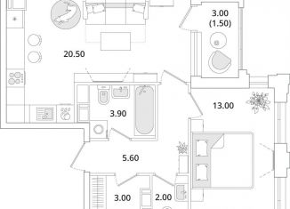 Продажа 1-ком. квартиры, 49.4 м2, Санкт-Петербург, Планерная улица, 99, муниципальный округ Юнтолово