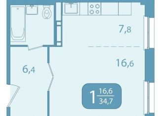 Продается однокомнатная квартира, 34.7 м2, Томск, улица Юрия Ковалёва, 47