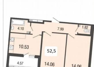 Продается двухкомнатная квартира, 52.5 м2, деревня Мистолово, Горная улица, 29к2