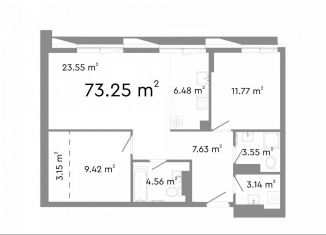 Продаю трехкомнатную квартиру, 73.3 м2, Челябинск, Центральный район