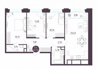 Продается трехкомнатная квартира, 82.1 м2, Рязанская область