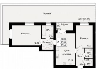 Продам 2-комнатную квартиру, 89 м2, Ростов-на-Дону, Октябрьский район