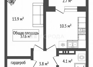 Продается однокомнатная квартира, 37.6 м2, Новосибирск, Тайгинская улица, с3