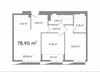 Продаю 3-ком. квартиру, 78.9 м2, Челябинская область