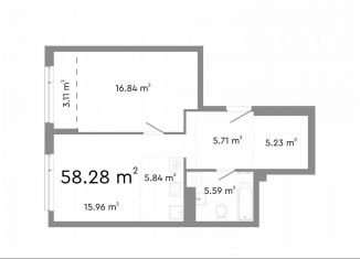 2-ком. квартира на продажу, 58.3 м2, Челябинская область