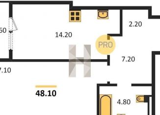 Продаю 1-ком. квартиру, 48.1 м2, Новосибирская область