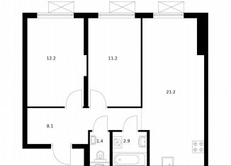 Продам 2-ком. квартиру, 57 м2, Московская область, жилой комплекс Восточное Бутово, 41