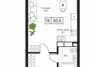 Продаю 1-ком. квартиру, 30.5 м2, Пушкино