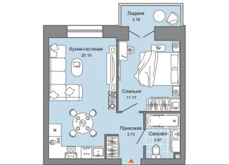 Продается 1-комнатная квартира, 40 м2, Ульяновск, проспект Авиастроителей, 22