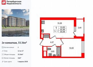 Продажа 1-комнатной квартиры, 33.4 м2, Санкт-Петербург, Невский район